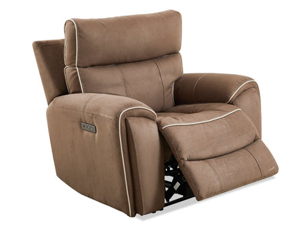 Cindy Crawford Home Newport 43 Fauteuil à inclinaison électrique en suédine avec appuie-tête électrique - taupe