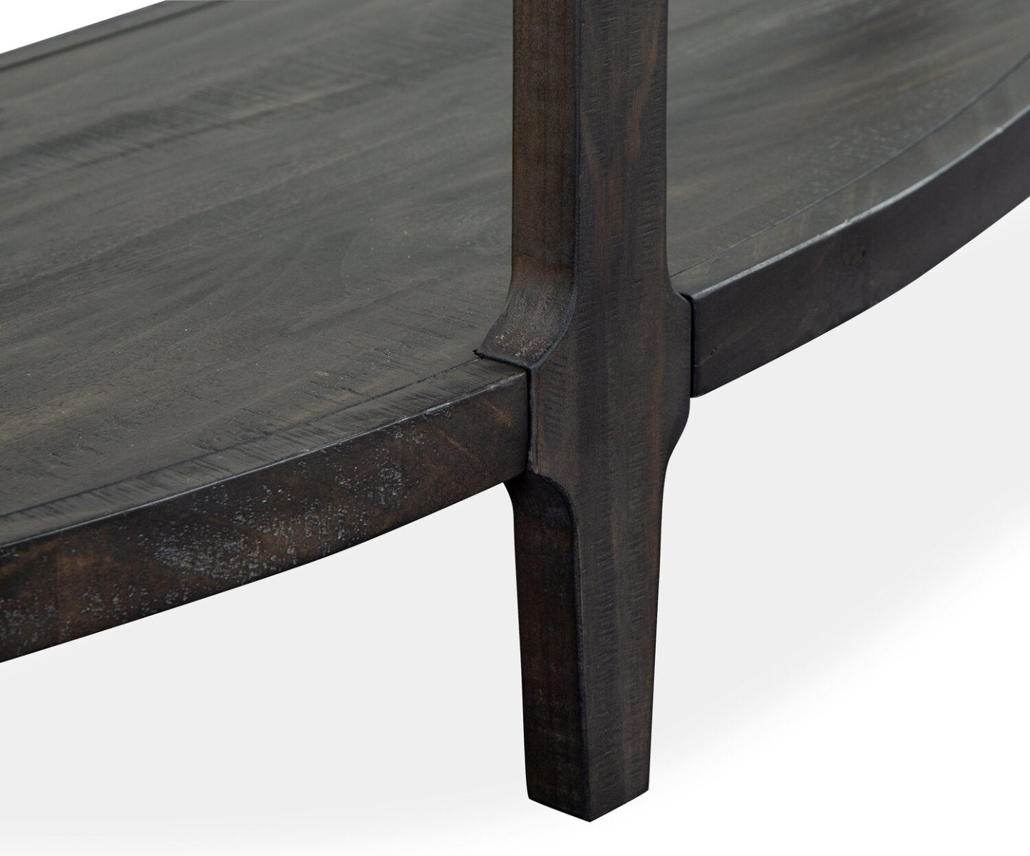 Table de canapé traditionnelle Axl 55 avec étagère - Bois gris-brun foncé|Table de salon traditionnelle Axl de 55 po avec tablette - bois gris-brun foncé