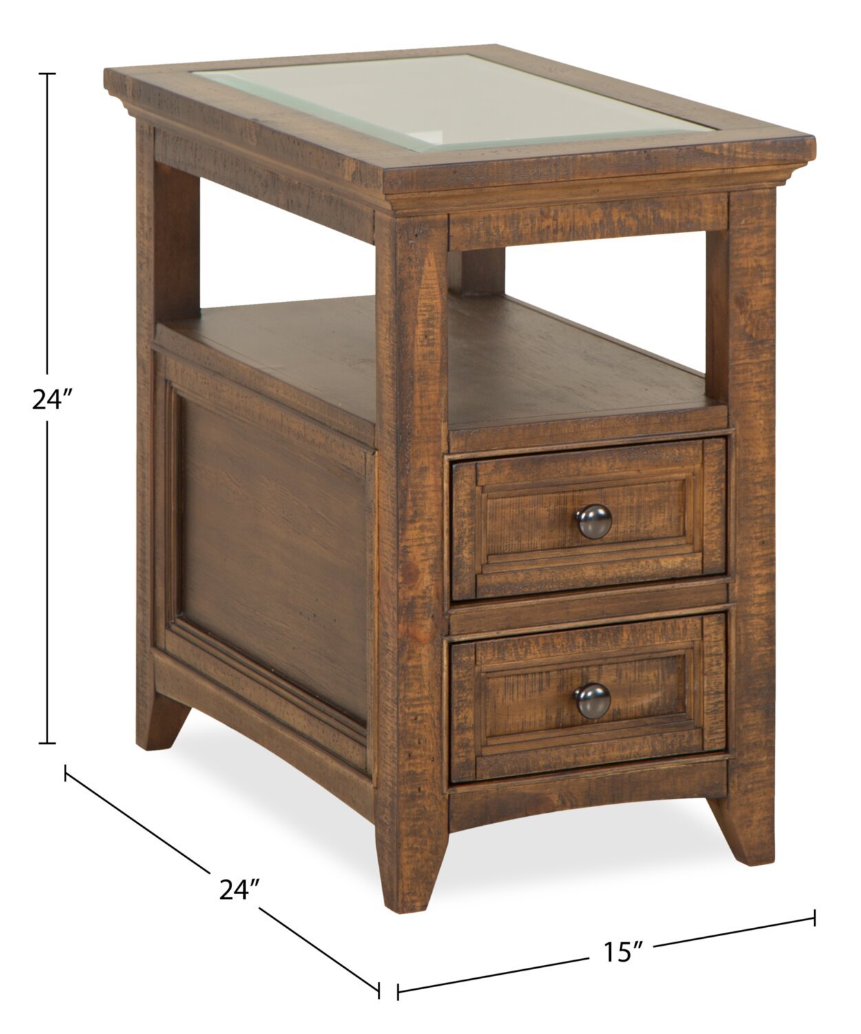 Hanson 15” Traditional Pine Chairside Table with Storage - Toasted Nutmeg | Table de fauteuil traditionnelle Hanson de 15 po en pin - muscade grillée