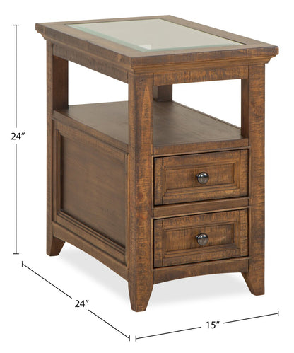 Hanson 15” Traditional Pine Chairside Table with Storage - Toasted Nutmeg | Table de fauteuil traditionnelle Hanson de 15 po en pin - muscade grillée