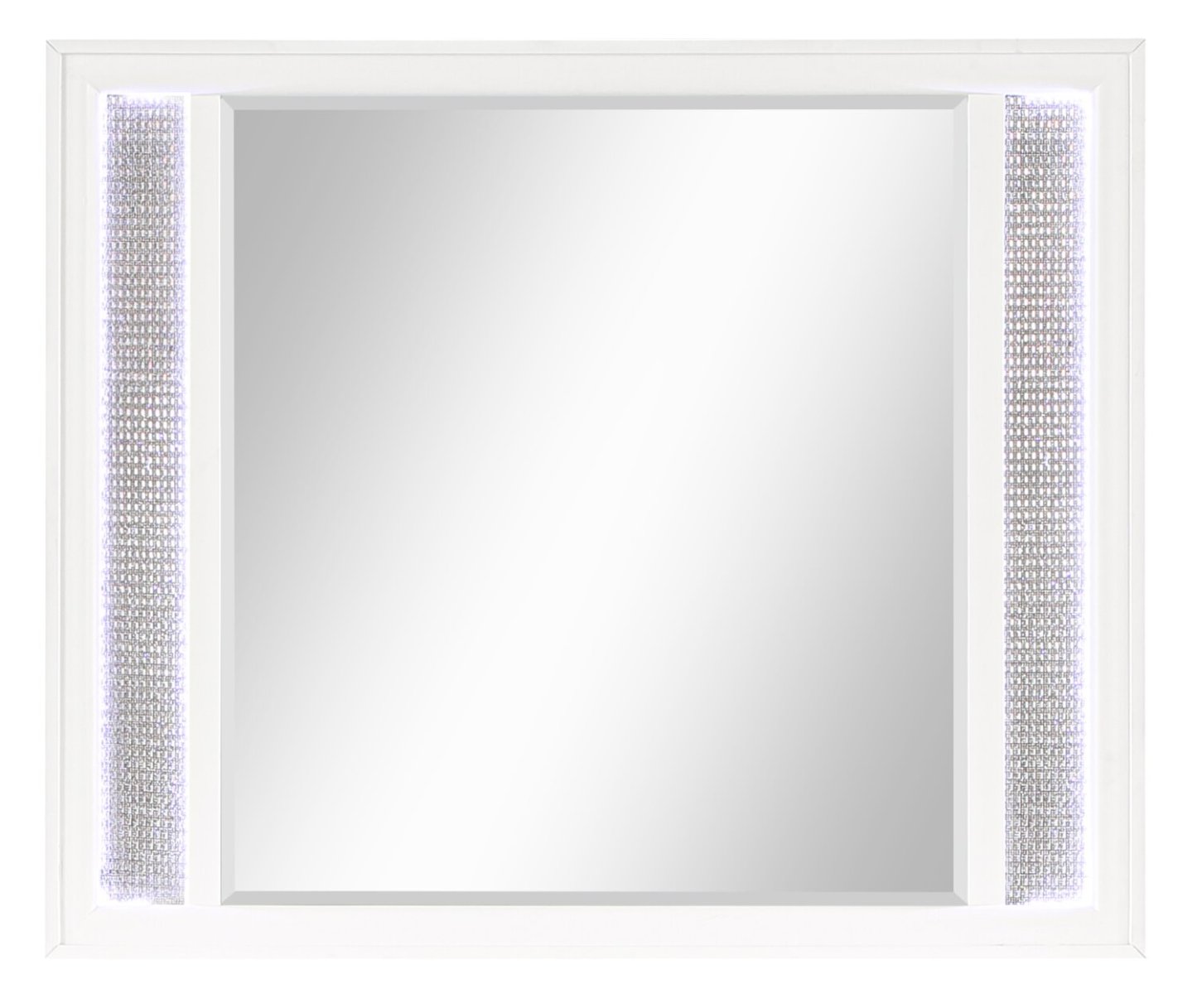 Miroir de commode de chambre à coucher Ava avec lumière LED, Glam - Blanc | Miroir de commode de chambre à coucher somptueux Ava avec éclairage à DEL - blanc