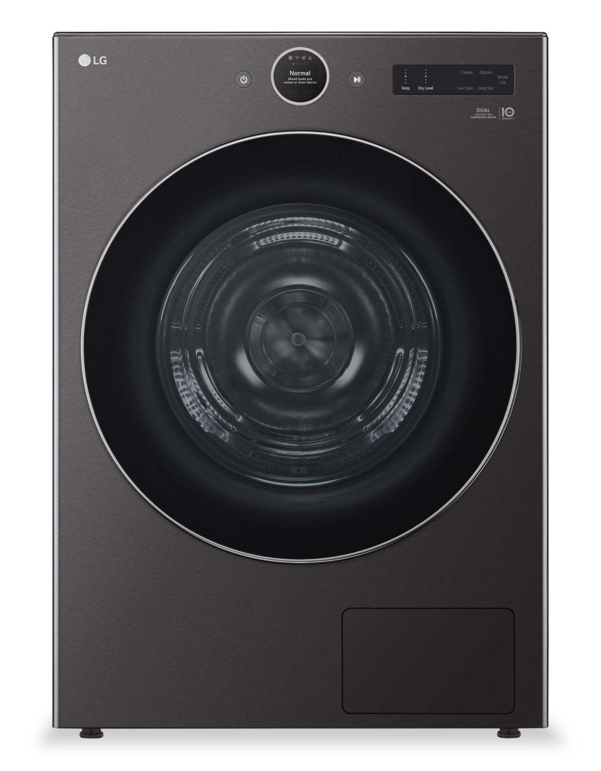 LG 7,8 pi³ Sécheuse à pompe à chaleur - acier noir - empilable - DLHC6702B | LG 7,8 Cu. Fort. Sécheuse à pompe à chaleur - Acier noir - Empilable - DLHC6702B