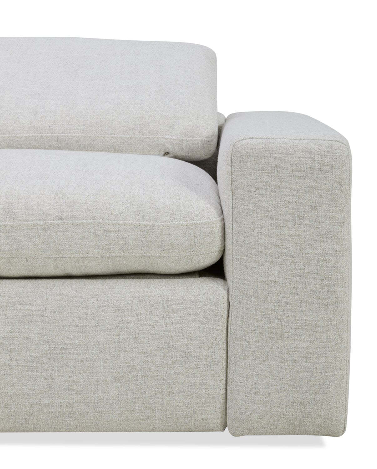 Sofa sectionnel à inclinaison électrique modulaire Sky 6 pièces en tissu avec console et coussins en duvet et plumes - blé Nathan