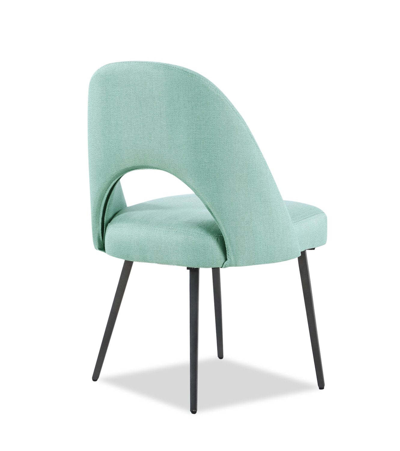 Chaise de salle à manger Elijah avec tissu d'apparence lin, métal - Aqua | Chaise de salle à manger Elijah en tissu d'apparence lin et en métal - turquoise