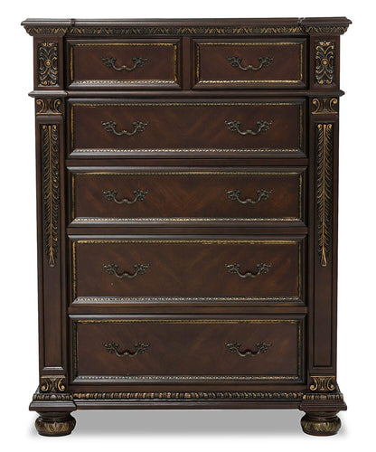 Wynn Bedroom Chest of Drawers, 5-Drawer, 42W x 54.5H - Cherry Brown | Commode verticale Wynn de 42 po (L) x 54,5 po (H) à 5 tiroirs pour la chambre à coucher - brun cerisier