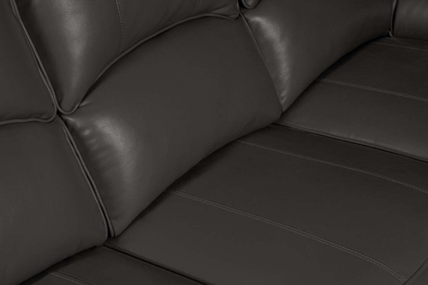 Sofa à inclinaison électrique Chandler de 82 po en tissu d’apparence cuir avec ports USB - gris