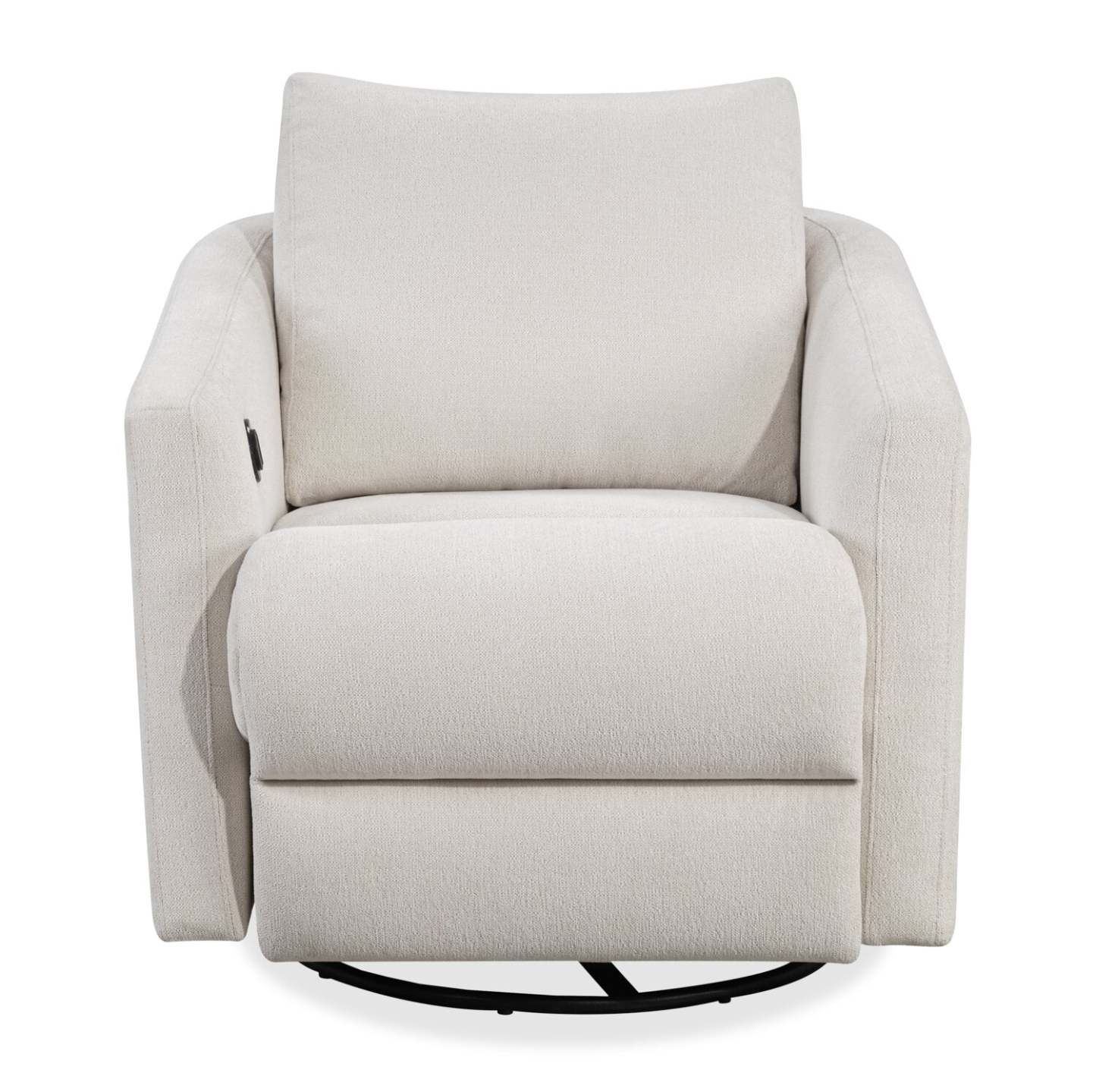 Fauteuil pivotant à inclinaison électrique Aspen de Cindy Crawford Home de 33,5 po en tissu avec repose-pieds électrique - albâtre