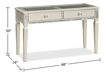 Tyra 48 Glam Sofa Table with Storage - Champagne  |Table de salon somptueuse Tyra de 48 po avec rangement - champagne