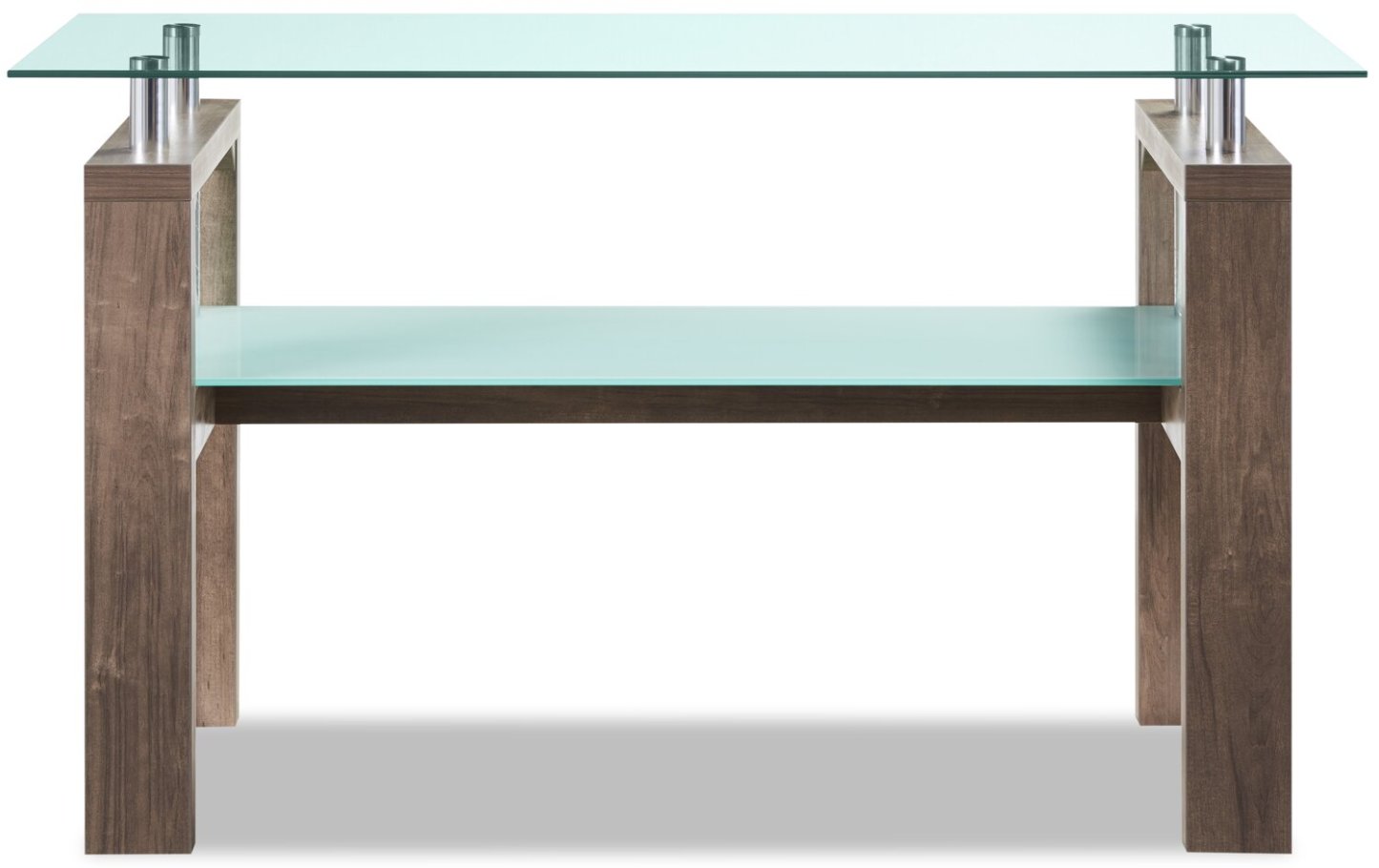 Harvy 50 Modern Glaass Top Sofa Table with Shelf - Noisette | Table de salon moderne Harvy de 50 po avec dessus en verre et tablette - noisette
