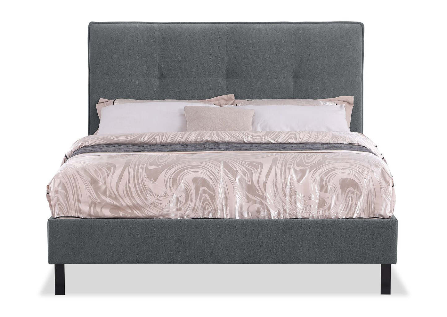 Tête de lit rembourrée Amos en tissu anthracite, touffetée - Queen Size | Tête de lit rembourrée Amos en tissu anthracite capitonné - format grand lit