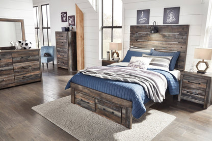 Lit de rangement Abby avec éclairage à DEL et ports USB, brun - format lit double | Abby Storage Bed with LED Light & USB Ports, Brown - Full Size