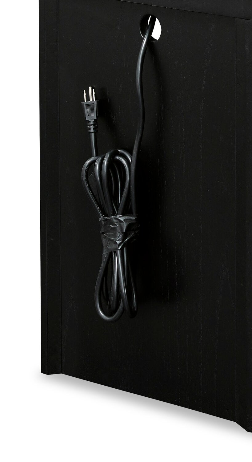 Table de fauteuil contemporaine Julian 16" avec ports USB - Noir | Table de fauteuil contemporain Julian de 16 po avec ports USB - noire