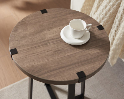 Table de fauteuil Pauly de 15 po avec dessus d’apparence bois - noisette