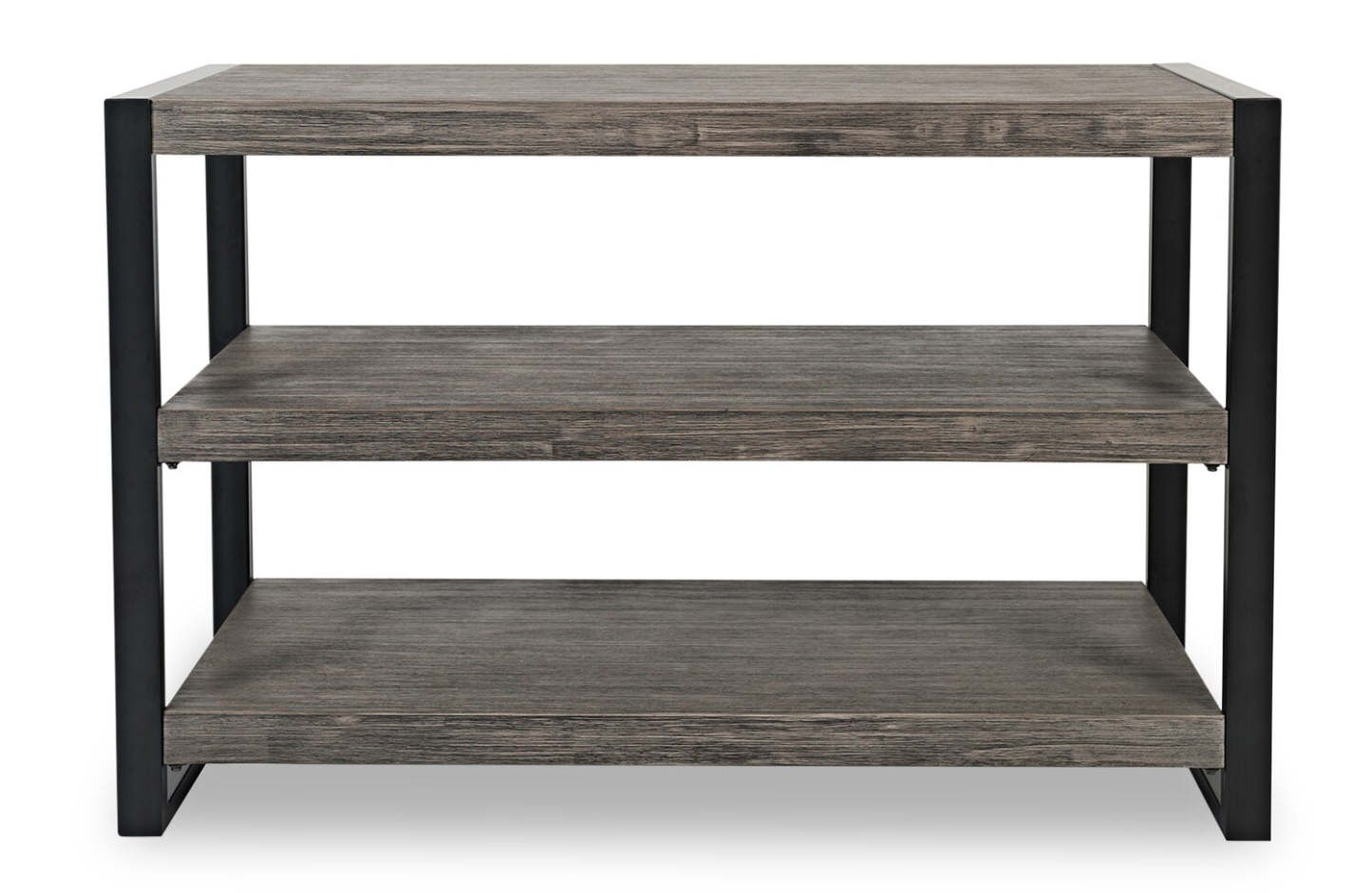 Apex 50 Modern Sofa Table with Shelf - Grey with Black Metal Legs|Table de salon moderne Apex 50 po avec tablette - grise avec pattes en métal noir