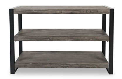 Apex 50 Modern Sofa Table with Shelf - Grey with Black Metal Legs|Table de salon moderne Apex 50 po avec tablette - grise avec pattes en métal noir