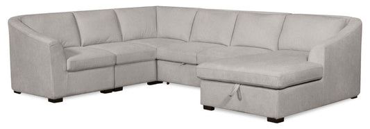 Envy 5-Piece Right-Facing Chenille Fabric Sleeper Sectional with Storage Chaise - Fog Grey | Canapé-lit sectionnel droit Envy 5 pièces en tissu de chenille avec chaise longue de rangement - gris brouillard
