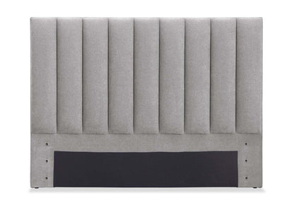 Amos Upholstered Headboard in Grey Fabric, Channelled - Queen Size | Tête de lit rembourrée Amos en tissu gris en canaux - format grand lit