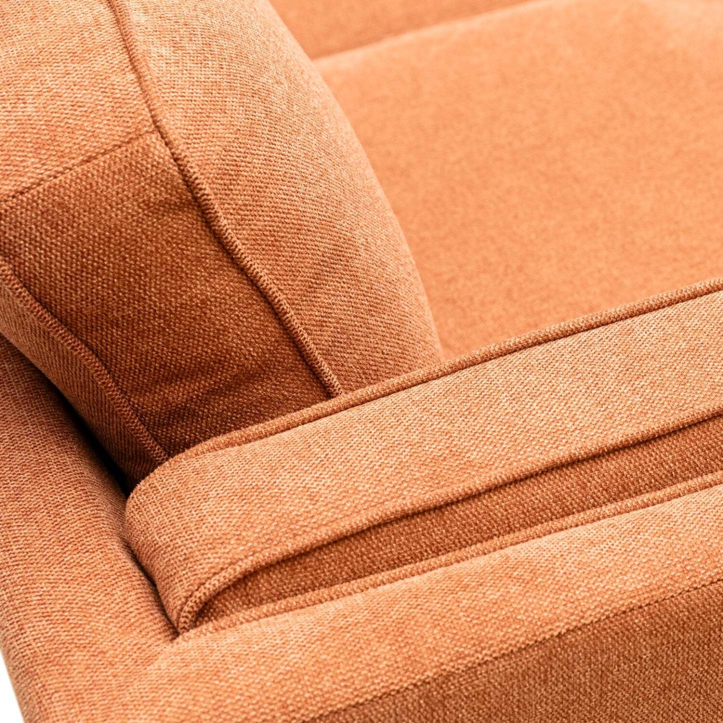 Kort & Co. Sofa Kassia de 80 po de format condo en tissu d’apparence lin avec base et pattes en bois - orange