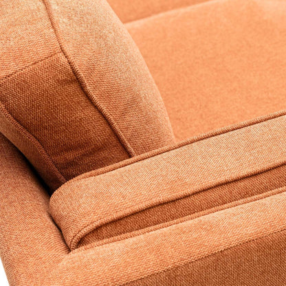 Kort & Co. Sofa Kassia de 80 po de format condo en tissu d’apparence lin avec base et pattes en bois - orange
