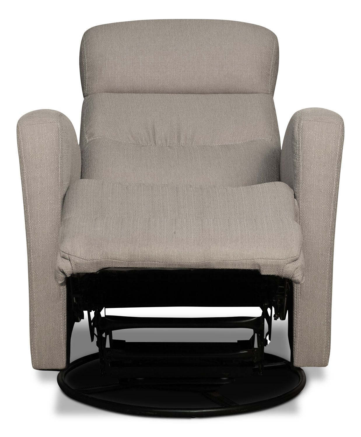 Fauteuil inclinable et berçant pivotant en tissu d'apparence lin Penny 29.1 - Taupe | Fauteuil berçant, pivotant et inclinable Penny de 29,1 po en tissu d'apparence lin - taupe