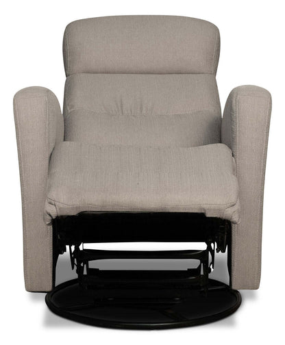 Fauteuil inclinable et berçant pivotant en tissu d'apparence lin Penny 29.1 - Taupe | Fauteuil berçant, pivotant et inclinable Penny de 29,1 po en tissu d'apparence lin - taupe
