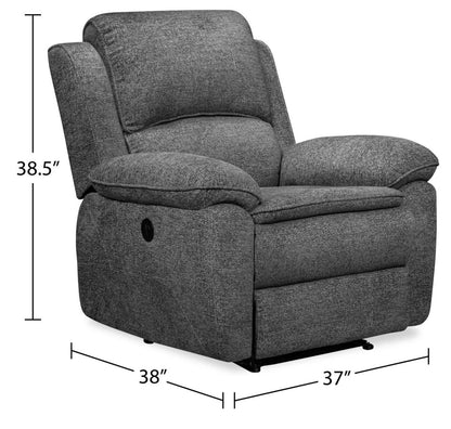 Chandler 37 Chenille Fabric Power Reclining Chair - Grey | Fauteuil inclinable électrique Chandler de 37 po en tissu de chenille - gris