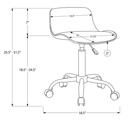 Chaise de bureau compacte Letty 18,5 avec dossier bas - Blanc|Chaise de bureau compacte Letty de 18,5 po avec dossier bas - blanche