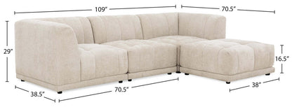 Sofa sectionnel modulaire Oaklyn Kort & Co. 4 pièces en tissu avec pouf et coussins de siège capitonnés - beige