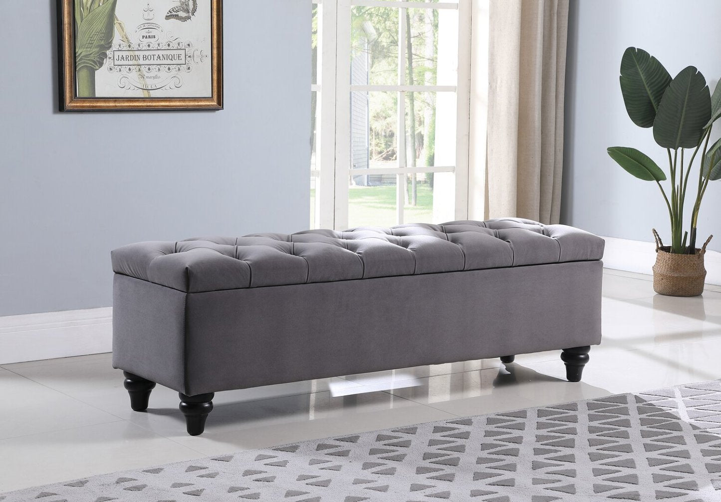 Sage 57 Storage Bench - Grey Velvet|Banc de rangement Sage de 57 po - velours gris