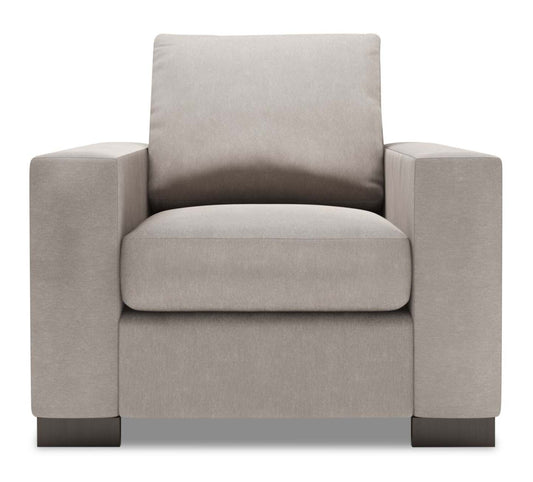 Fauteuil Track de Sofa Lab personnalisable de 38 po fabriqué au Canada en tissu d’apparence lin avec accoudoirs rectilignes - gris Pax Slate | TR303049