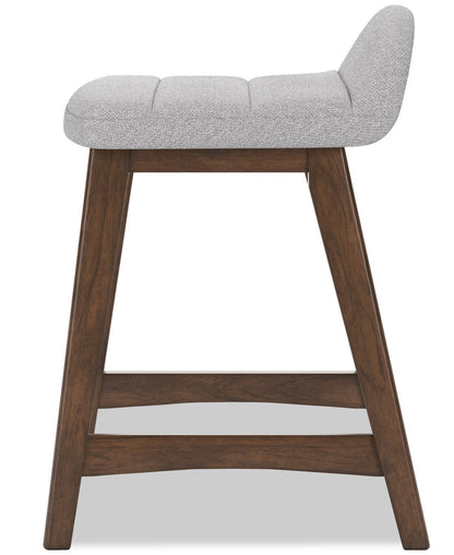 Tabouret à hauteur de comptoir Jovi avec tissu d'apparence lin, bois - gris | Tabouret Jovi de hauteur comptoir en tissu d'apparence lin et en bois - gris
