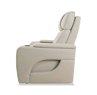 Sofa sectionnel à inclinaison électrique Zen 3 pièces de style cinéma maison en similicuir avec massage et console de rangement - abricot