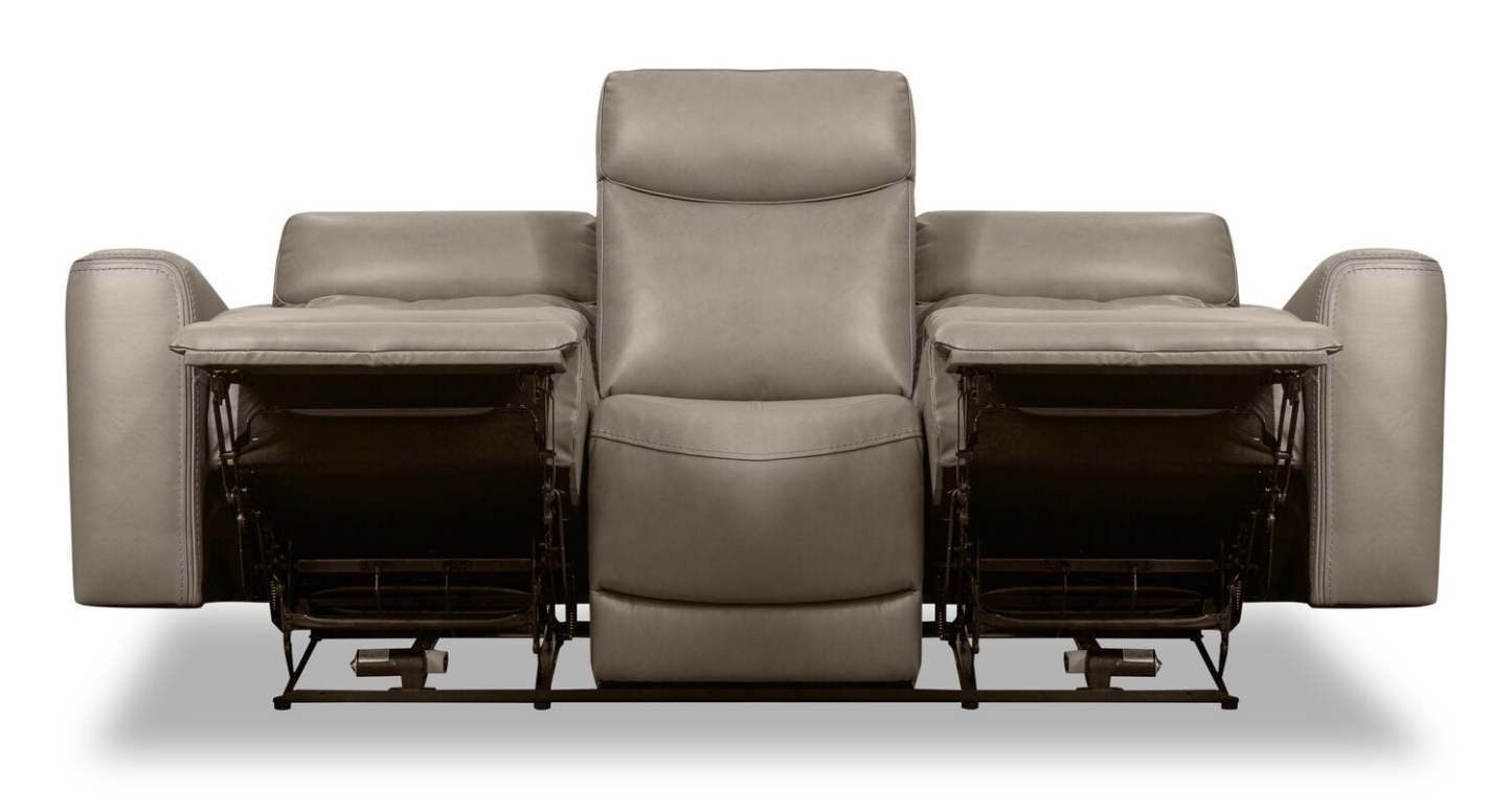 Canapé à inclinaison électrique Prescott de Scott Living de 88,5 po en cuir véritable avec appuie-têtes électriques - gris