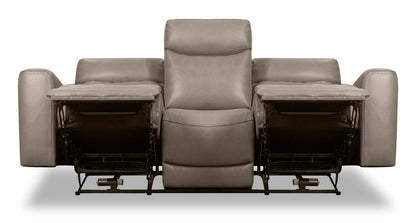 Canapé à inclinaison électrique Prescott de Scott Living de 88,5 po en cuir véritable avec appuie-têtes électriques - gris