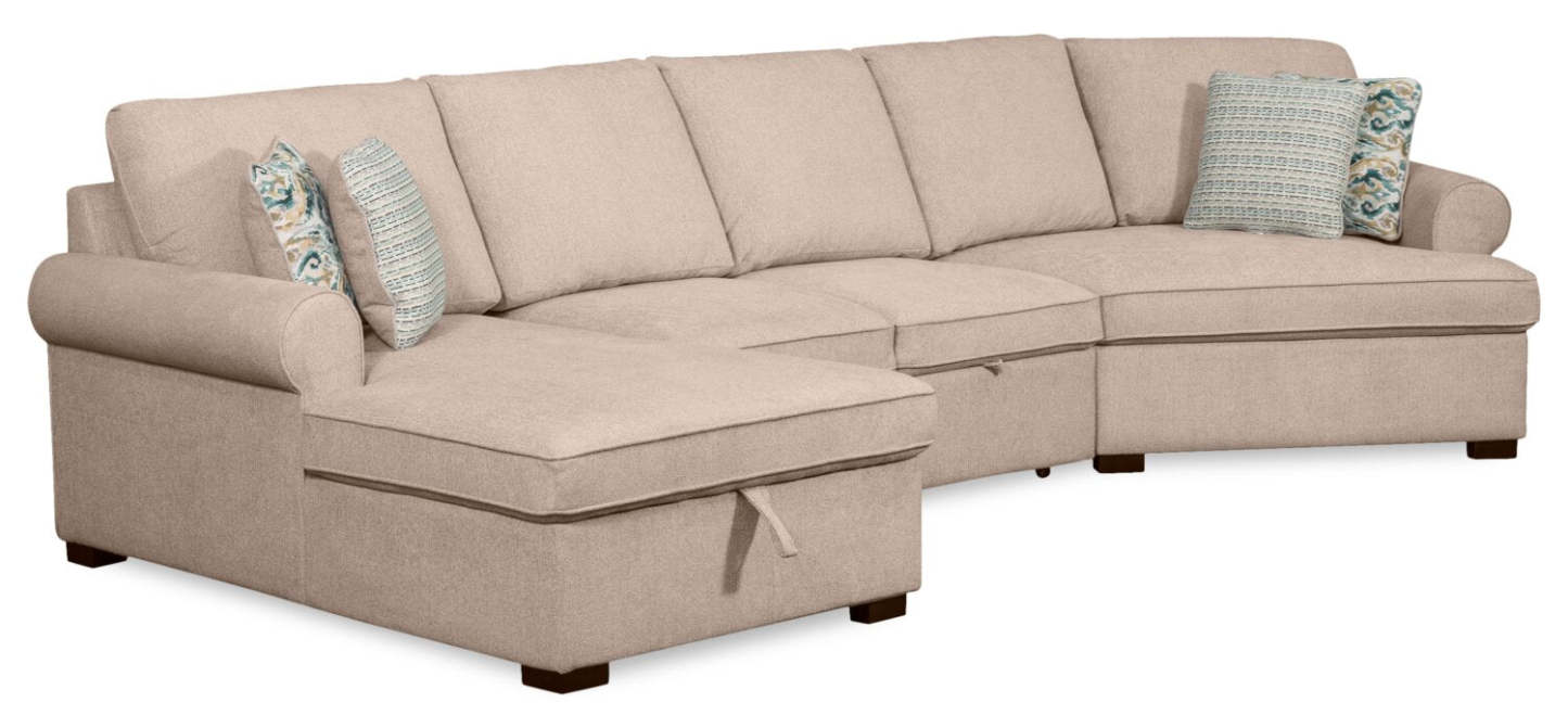 Scott Living Haven 3-Piece Right-Facing Chenille Fabric Cuddler Sleeper Sectional with Storage - Taupe | Canapé-lit sectionnel enveloppant de droite Haven de Scott Living 3 pièces en tissu de chenille avec rangement - taupe