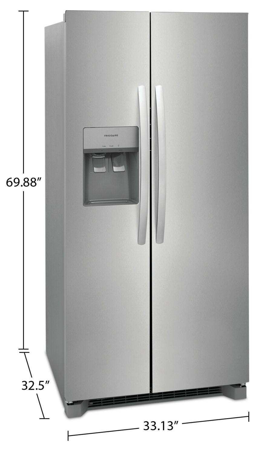 Réfrigérateur Frigidaire de 22,3 pi³ et de 33 po de profondeur standard à compartiments juxtaposés - Acier inoxydable - FRSS2323A… | Réfrigérateur Frigidaire de 22,3 pi³ et de 33 po de profondeur standard à compartiments juxtaposés…