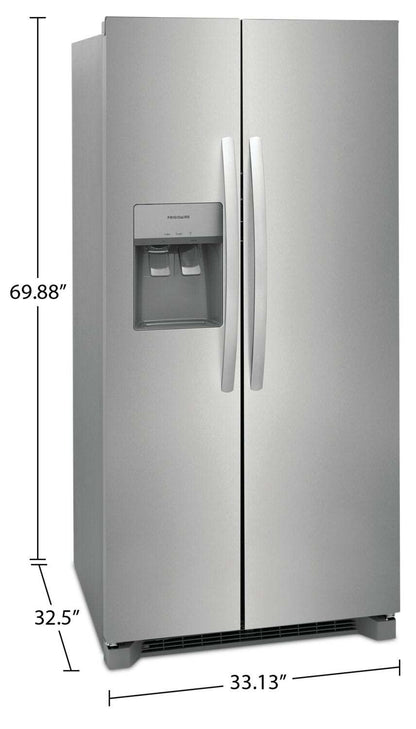 Réfrigérateur Frigidaire de 22,3 pi³ et de 33 po de profondeur standard à compartiments juxtaposés - Acier inoxydable - FRSS2323A… | Réfrigérateur Frigidaire de 22,3 pi³ et de 33 po de profondeur standard à compartiments juxtaposés…