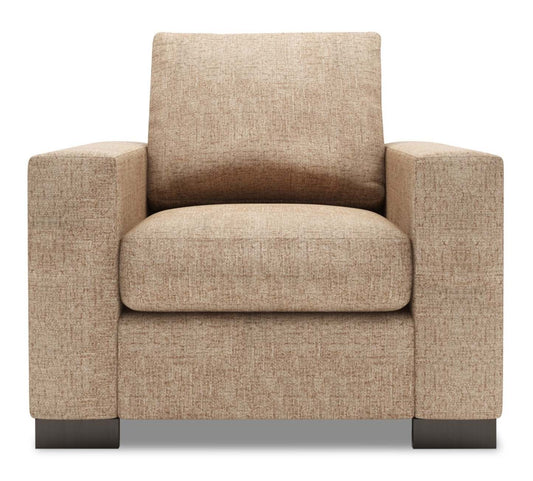 Fauteuil Track de Sofa Lab personnalisable 38 po en tissu de chenille avec accoudoirs rectilignes - taupe Luxury | Fauteuil Track de Sofa Lab de 38 po fabriqué au Canada en tissu de chenille avec accoudoirs rectilignes - taupe Luxury | TR302893