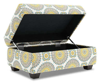 Fabriqué au Canada Pouf de rangement personnalisable The Trunk 39 en tissu - Jade multicolore | Pouf de rangement The Trunk de Sofa Lab de 39 po fabriqué au Canada en tissu - Jade multicolore | TRUN1140