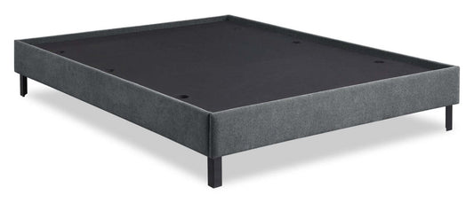 Amos Upholstered Platform Bed Base in Charcoal Fabric - Full Size | Base de lit plateforme rembourrée Amos en tissu anthracite - format lit double