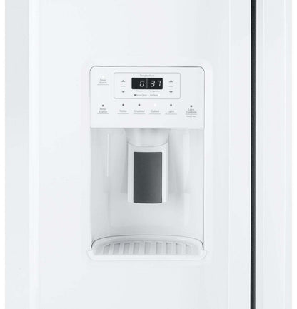 Réfrigérateur GE de 33 po et de 23,2 pi³ à compartiments juxtaposés - blanc - GSS23GGPWW | GE 33 23.2 Cu. Ft. Side-by-Side Refrigerator - White - GSS23GGPWW