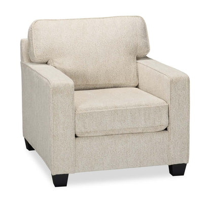 Made in Canada Lennox 35 Chenille Fabric Chair with Reversible Cushions and Track Arms - Taupe | Fauteuil Lennox de 35 po fabriqué au Canada en tissu de chenille avec coussins réversibles et accoudoirs rectilignes - taupe