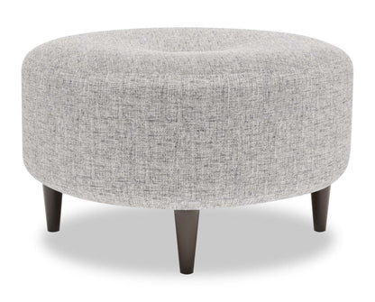 Fabriqué au Canada Sofa Lab personnalisable Pouf The Curve 31 en tissu d'apparence lin - Luna Domino gris | Pouf The Curve de Sofa Lab de 31 po fabriqué au Canada en tissu d'apparence lin - gris Luna Domino | CURV2191