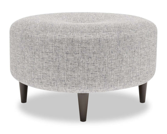 Fabriqué au Canada Sofa Lab personnalisable Pouf The Curve 31 en tissu d'apparence lin - Luna Domino gris | Pouf The Curve de Sofa Lab de 31 po fabriqué au Canada en tissu d'apparence lin - gris Luna Domino | CURV2191