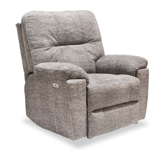 Fauteuil à inclinaison électrique Fynn 40 po fabriqué au Canada, en tissu de chenille avec port USB - gris tourterelle