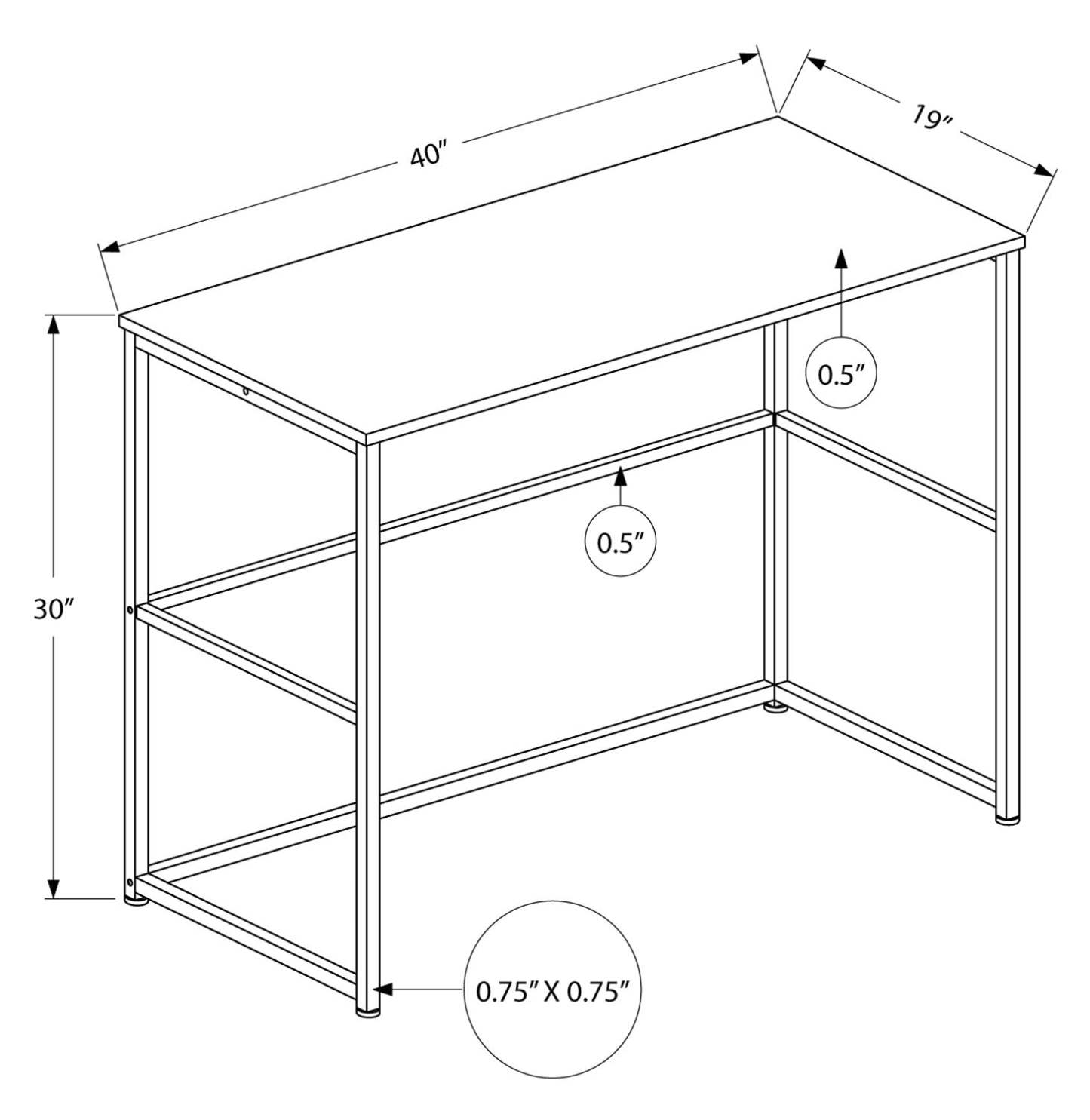 Luca 40 Bureau - Taupe|Bureau Luca de 40 po - taupe