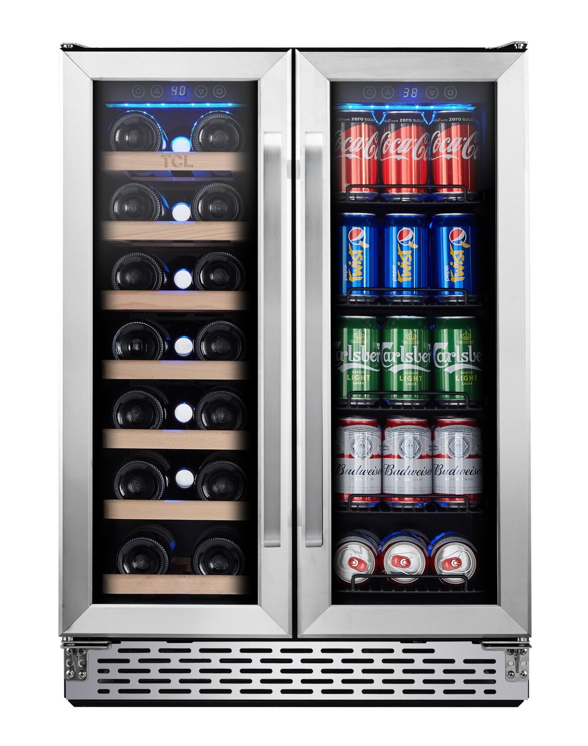 TCL 23.4 5.3 Cu. Ft. Dual-Zone Wine Cooler - Stainless Steel - B422D-CA | Refroidisseur à vin TCL de 5,3 pi3 et de 23,4 po à 2 zones - acier inoxydable - B422DCA | TCLB442D