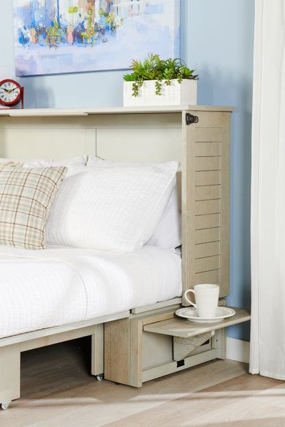 Armoire-lit Parker avec matelas en mousse à mémoire de forme, bois flotté brossé - Taille Queen