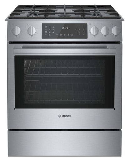 Cuisinière hybride Bosch de série 800 de 4,6 pi3 avec tiroir-réchaud - HDI8056C | Bosch Série 800 4,6 Cu. Fort. Cuisinière biénergie avec tiroir chauffant - HDI8056C | HDI8056C