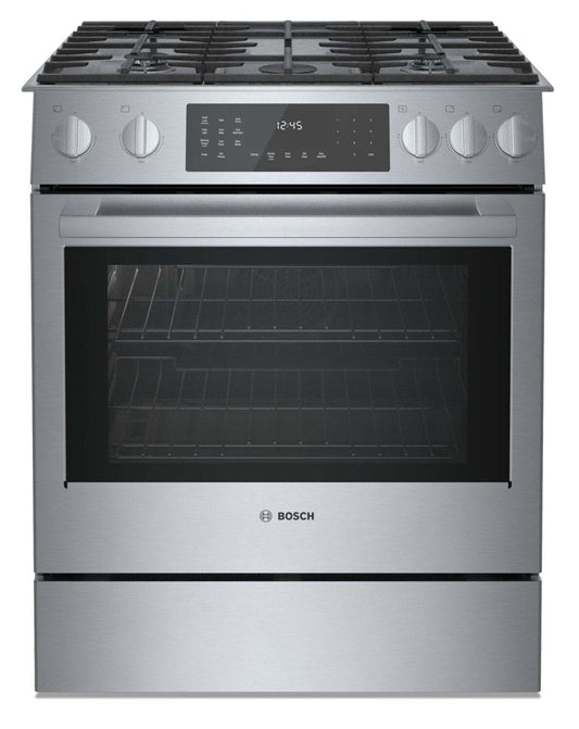 Cuisinière hybride Bosch de série 800 de 4,6 pi3 avec tiroir-réchaud - HDI8056C | Bosch Série 800 4,6 Cu. Fort. Cuisinière biénergie avec tiroir chauffant - HDI8056C | HDI8056C